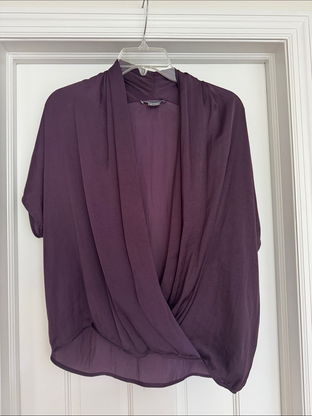 Vince Deep Plum Draped Surplice Blouse